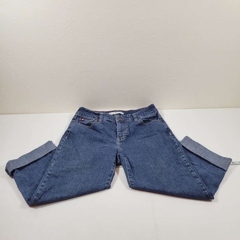 Vintage Tommy Hilfiger Capri Jean Women 4 Excellent Floral Embroidered Cuffed